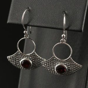 Sterling Garnet Drop Earrings